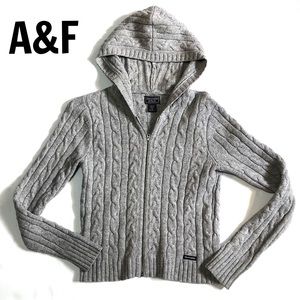 A&F Hooded Zip-Up Sweater Grey M